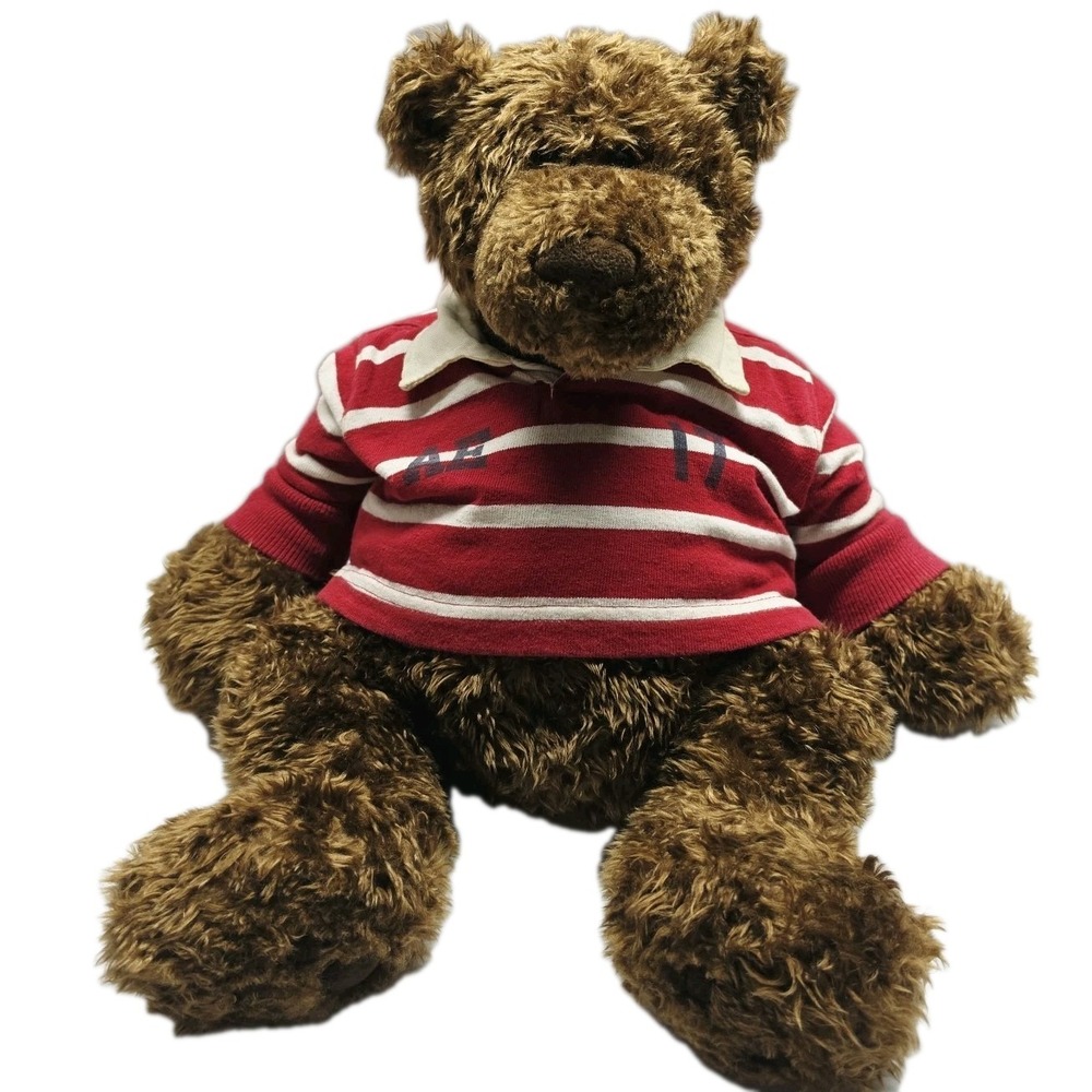 American Eagle Outfitters Gund Roscoe Plush Brown Rugby Bear #17 Roughed Up 19"